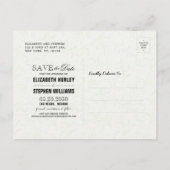 ウェディング日付を保存シックなメイソンジャール紫色のライト 案内ポストカード (裏面)