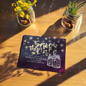 ウェディング日付を保存シックなメイソンジャール紫色のライト 案内ポストカード