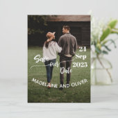 ウェディング日付を保存シンプルする写真モダン 招待状 (スタンド正面)