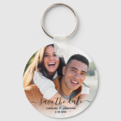 ウェディング日付を保存シンプル写真書道 キーホルダー (正面)