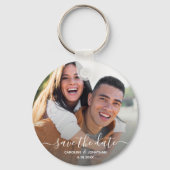 ウェディング日付を保存シンプル写真書道 キーホルダー (正面)