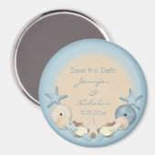 ウェディング日付を保存トロピカルビーチシェル マグネット (正面/裏面)