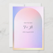 ウェディング日付を保存ピンクの薄紫アーグラデーションチ セーブザデート (裏面)