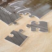 ウェディング日付を保存フォトスクリプト書道 ジグソーパズル (側面)