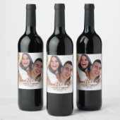 ウェディング日付を保存フォトスクリプト書道 ワインラベル (ボトル)