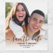 ウェディング日付を保存フォトスクリプト書道 ワインラベル (シングルラベル)