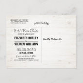 ウェディング日付を保存フォトフローラティール(緑がかった色)金ゴールドドット 案内ポストカード (裏面)