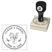 ウェディング日付を保存メイソンジャーの花 ラバースタンプ (押印)