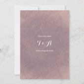 ウェディング日付を保存モダンほこりっぽいバラカード セーブザデート (裏面)