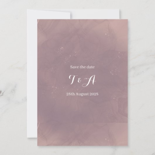 ウェディング日付を保存モダンほこりっぽいバラカード セーブザデート (裏面)