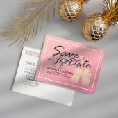 ウェディング日付を保存モダン金ゴールドパイナップルカップル 案内ポストカード