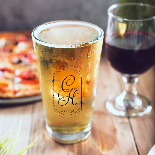 ウェディング日付を保存モノグラムBohoスクリプトブラック タンブラーグラス