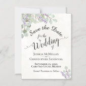 ウェディング日付を保存ユーカリ&ラベンダーホワイト マグネット招待状 (正面)