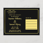 ウェディング日付を保存ヴィンテージ黒アールデコ写真 案内ポストカード (裏面)