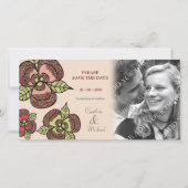 ウェディング日付を保存日本の開花の写真カード セーブザデート (正面)