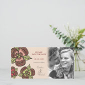 ウェディング日付を保存日本の開花の写真カード セーブザデート (スタンド正面)