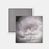 ウェディング日付を保存淡い色のピンクローズフローラ マグネット (正面/裏面)