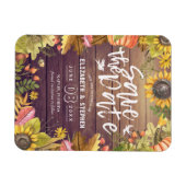 ウェディング日付を保存紅葉パンプキンス木材 マグネット (横)