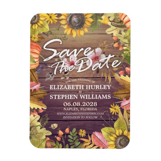 ウェディング日付を保存紅葉パンプキンス木材 マグネット (縦)