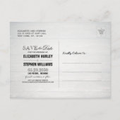 ウェディング日付を保存素朴ウッドメイソンのジャールライト 案内ポストカード (裏面)