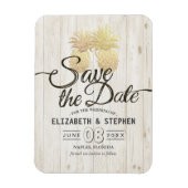 ウェディング日付を保存金ゴールドパイナップル素朴ウッド マグネット (縦)