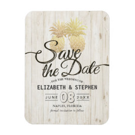 ウェディング日付を保存金ゴールドパイナップル素朴ウッド マグネット