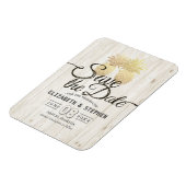 ウェディング日付を保存金ゴールドパイナップル素朴ウッド マグネット (左側)