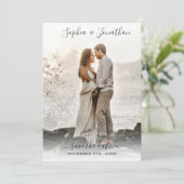 ウェディング日付を保存2写真スクリプトかわいらしフォント 招待状 (スタンド正面)