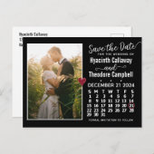 ウェディング日付を保存2024年12月カレンダー写真 インビテーションポストカード (正面/裏面)