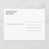 ウェディング日付オレンジブルゴーニュの木のハートを保存 案内ポストカード (裏面)