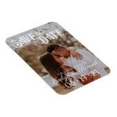 ウェディング日付カードを保存する白い文字写真 マグネット (右側)