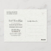 ウェディング日付シックなアジサイの文字列ライトを保存 ポストカード (裏面)