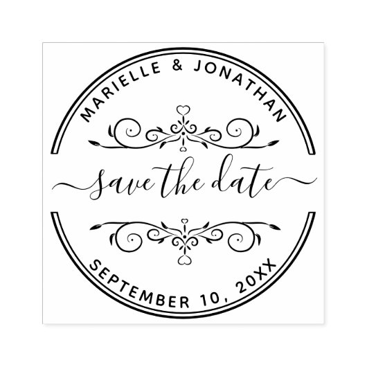 ウェディング日付スクリプトのモダン保存 ラバースタンプ (インプリント)