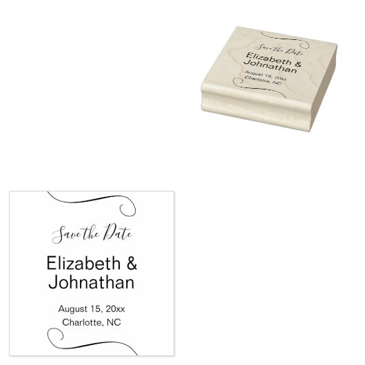 ウェディング日付スクリプトの保存エレガント文字テンプレート ラバースタンプ (押印)