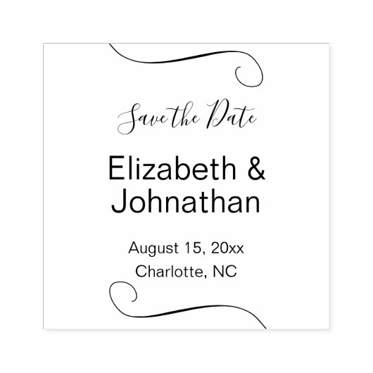 ウェディング日付スクリプトの保存エレガント文字テンプレート ラバースタンプ (インプリント)