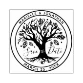 ウェディング日付ボホツリーモノグラム名を保存 ラバースタンプ (インプリント)