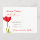 ウェディング日付ポストカードレッドチューリップアートを保存 案内ポストカード (裏面)