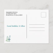 ウェディング日付ミニマリストブルーベリーを保存 案内ポストカード (裏面)