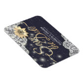 ウェディング日付レースひまわりストリングライトを保存 マグネット (右側)