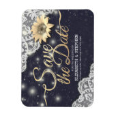 ウェディング日付レースひまわりストリングライトを保存 マグネット (縦)