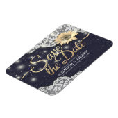 ウェディング日付レースひまわりストリングライトを保存 マグネット (左側)