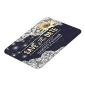 ウェディング日付レースひまわりストリングライトを保存 マグネット (左側)