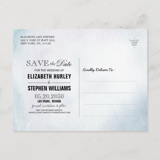 ウェディング日付保存ティール（緑がかった色）金ゴールドゲートGeodeスライス 案内ポストカード (裏面)