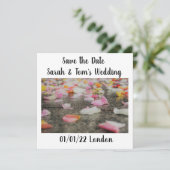 ウェディング日付保存バラ花びら 招待状 (スタンド正面)