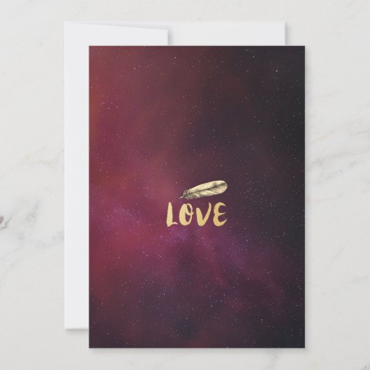 ウェディング日付保存フローラ羽ブルゴーニュ赤 セーブザデート (裏面)