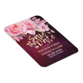 ウェディング日付保存フローラ羽ブルゴーニュ赤 マグネット (右側)