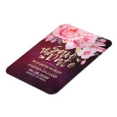 ウェディング日付保存フローラ羽ブルゴーニュ赤 マグネット (左側)