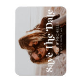 ウェディング日付保存レトロミニマル写真写真 マグネット (縦)