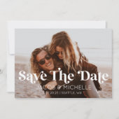 ウェディング日付保存レトロミニマル写真写真 招待状 (正面)