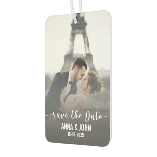 ウェディング日付保存写真 カーエアーフレッシュナー (左)